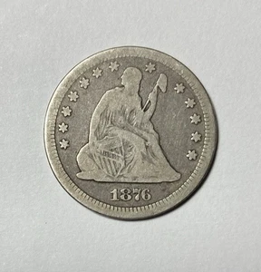 1876-CC Seated Liberty Quarter Circulated Condition - Picture 1 of 2