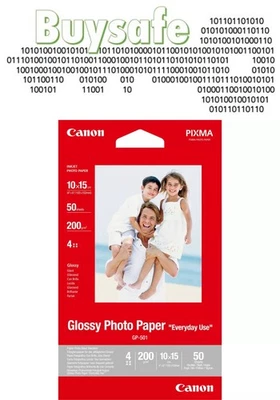 Canon GP-501 Glossy Photo Paper 4x6 - 50 Sheets for PIXMA MX395 - Image 1 of 4