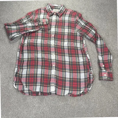 Denim & Supply Ralph Lauren Plaid Button Up Shirt M Linen Blend Red Tunic Holida - Image 1 of 4