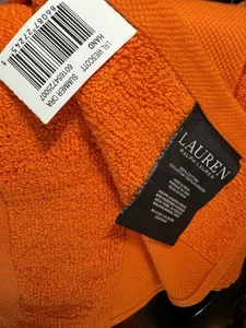 RALPH LAUREN WESCOTT Summer Orange Premium Soft Cotton 16 x 30"  Hand Towel NEW - Picture 1 of 5
