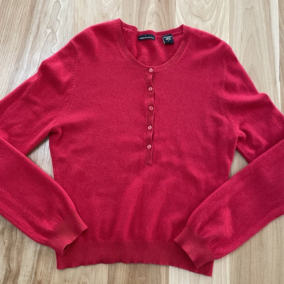 Blusa Suéter Moda International Medio Botón 100% Cachemira Manga Grande Foto 1 de 4