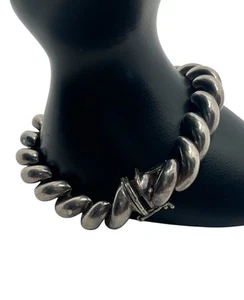 Pulsera cadena estilo macarrones San Marco Italia plata de ley vintage - Imagen 1 de 16