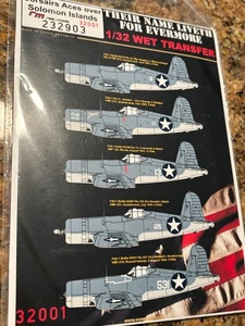 HGW DECALS # 232903 1:32nd SCALE CORSAIR ACES OVER SOLOMON ISLANDS DECAL - Picture 1 of 2