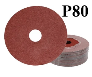 Discos de lijado de fibra de óxido de aluminio de grano 80 de 25 piezas de 4-1/2" para metales - Imagen 1 de 16