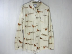 Camisa Columbia River Lodge Para Hombres Faisán Caza Estampado Pájaro Perro Abotonada - Imagen 1 de 10