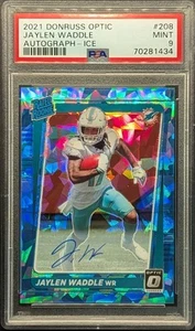 Jaylen Waddle Rookie Auto 2021 Óptico Azul Hielo agrietado Rookie Holo SP/15 RC - Imagen 1 de 6