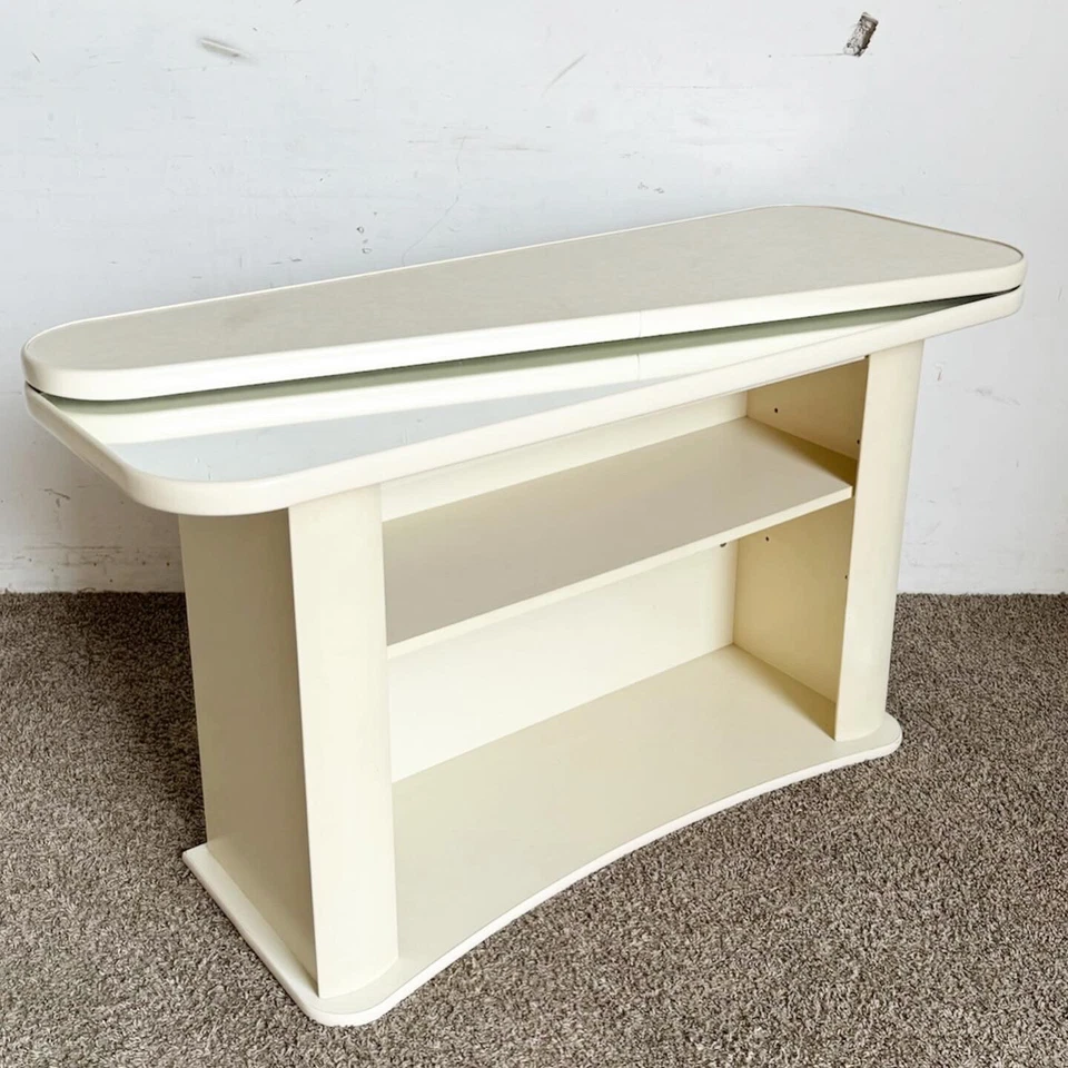 Postmodern Faux Marble Laminate and Mirror Console Table - Image 1 of 4