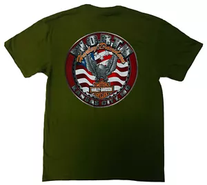 Harley Davidson Motorcycles WORTH KANSAS CITY, MO Green T-Shirt Size Large NWT - Picture 1 of 5