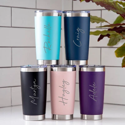 SPOKEN GIFTS Personalised Large Name Thermos Insulated Cup Travel Mug Coffee Tea Flask Custom