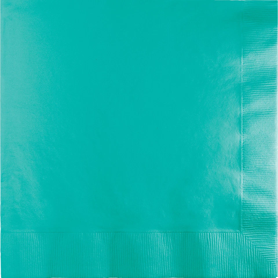Teal Lagoon Party Supplies Lunch Napkins 50 Pack Solid Plain Tableware Birthday  - Image 1 of 1