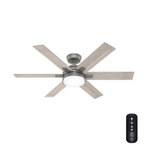 Hunter Fan 52 inch Matte Silver Casual Indoor Ceiling Fan with Remote and Light