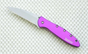 1660PUR Kershaw Leek Pocket Knife plain Blade assisted Purple scale NEW BLEM - Picture 1 of 3