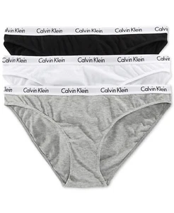 Calvin Klein 237903 Womens 3-Pack Bikini Underwear Black/White/Gray Size Small - Picture 1 of 2