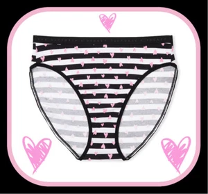 S M L XL XXL Black White Pink Heart Cotton Victorias Secret High Leg Brief Panty - Picture 1 of 12