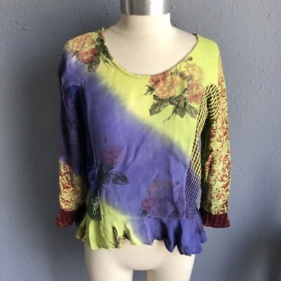 Top Sacred Threads S/M Hippie Boho Floral Cuadros Babydoll Estampado Mixto Y2K Foto 1 de 4