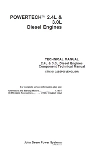 Manuale di servizio tecnico componenti motore diesel John Deere 2,4L e 3,0L - CTM301 - Foto 1 di 5
