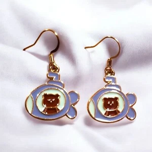 Submarine Bear Enamel Earrings - Picture 1 of 3
