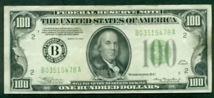 $100.00 FRBN - New York, 1934, Fr. #2152B, crisp AU/UNC - Picture 1 of 2