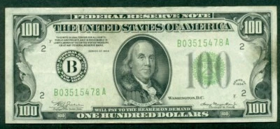$100.00 FRBN - New York, 1934, Fr. #2152B, crisp AU/UNC - Image 1 of 2