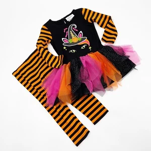 Emily Rose Girls Fall Halloween Tunic Dress Leggings 2 Piece Set SZ 4T NEW - Picture 1 of 11