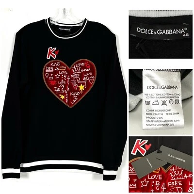 DOLCE & GABBANA Mujer Algodón Sudadera Suéter con Corona Logo Bordado Talla 46 Foto 1 de 4