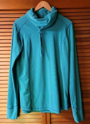 Women's White Sierra Ridge Stripe Long Sleve Shirt Turquoise Dark Blue Large - Image 1 of 4