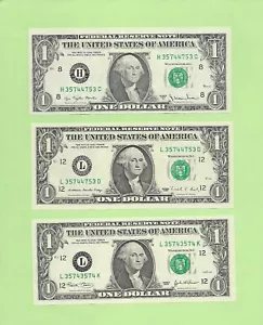 '3574 4753 & 3574 3574' .. MATCHING (3) .... UNCIRC $1 2 RADAR E RIPETITORE - Foto 1 di 2