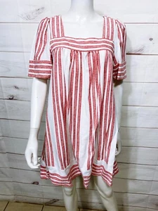 Old Navy Damenkleid Größe XS weiß & rot gestreift kurzärmeliges Leinen & Rayon - Bild 1 von 6