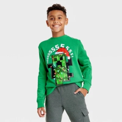 Minecraft Navidad Sudadera Camisa Niños Niñas Niños Vacaciones XS S M L XL Creeper Foto 1 de 4