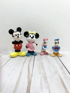 Disney Japan Mickey & Minnie Donald Daisy Ceramic Figures Vintage 1970s Pie Eyes - Picture 1 of 4