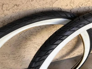 SALE! 2x DURO White Wall Tires 26x2.125 SLICK Style Beach Cruiser Bike - Picture 1 of 3