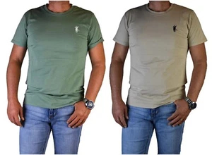 t shirt Uomo Maglietta a manica corta in cotone slim fit elasticizzata aderente - Picture 1 of 18