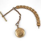 ANTIQUE VICTORIAN ROSE GOLD FILLED BOOK CHAIN LINK & LOCKET POCKET WATCH FOB