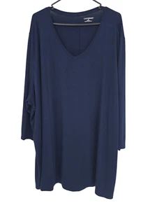 Catherines Size 4X Womens Tunic Top Blue V Neck 3/4 Sleeve Shirt NWT - Picture 1 of 6