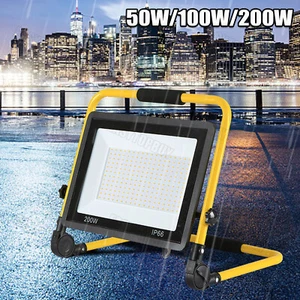 50W/100W/200W LED Fluter Flutlicht Gelb Stativ Stecker Baustrahler Scheinwerfer - Bild 1 von 16