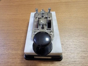 Hi-MOUND ELECTRO HK-710 Straight Telegraph Morse Key Natural Marble Pedestal - Zdjęcie 1 z 7