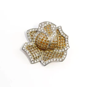 9901554 925er Silver Enamelled Brooch Swarov.Stones Blumenmuster D3, 5cm - Picture 1 of 2