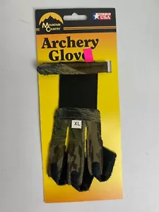 VTG Mossy Oak Treestand Camo Traditional Archery Three Leather Finger Glove XL - Picture 1 of 2