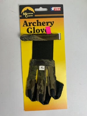 VTG Mossy Oak Treestand Camo Traditional Archery Three Leather Finger Glove XL - Image 1 of 2