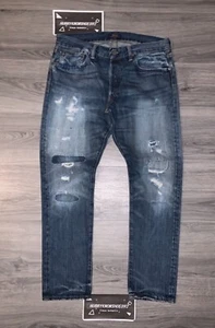 POLO RALPH LAUREN Men’s Sullivan Slim Patchwork Distressed Blue Denim Jeans - Picture 1 of 14