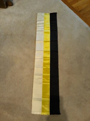 Vintage Eleanora Garnett Roma seda estola bufanda - negro, amarillo y blanco 40" Foto 1 de 4