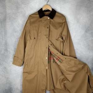 Vntg Ralph Lauren Coat Womens Small Beige Western Equestrian Barn Duster Trench - Picture 1 of 24