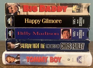 Epic 90s Comedy VHS Lot of 5 Cult Classics Adam Sandler Chris Farley Davis Spade - Picture 1 of 6