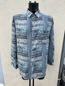 Camicia uomo Angelo Litrico 100% seta manica lunga fantasia astratta taglia XL - Foto 1 di 7
