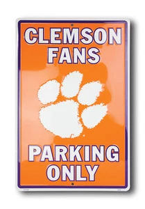 "VENTILADORES CLEMSON ESTACIONAMIENTO SOLO LETRERO DE METAL HOMBRE CUEVA CLEMSON TIGRES 12""x 18"" - Imagen 1 de 1