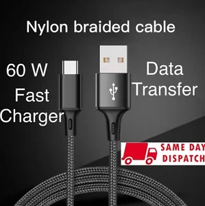 USB-C Charger Cable Type-C HeavyDuty Braided Fast Charging Data Sync Cable 1m - Picture 1 of 4