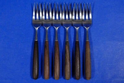 "6 tenedores de cena de acero inoxidable de palisandro Noruega Lauffer Palisandro 7 1/4""" Foto 1 de 3