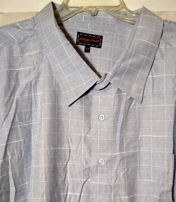 Camisa a cuadros manga corta con botones para hombre talla 5XB grande azul blanco Indygo Smith Foto 1 de 4