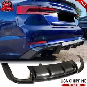 For Audi S5 A5 B9 Sline 2017-2020 Real Carbon Rear Bumper Lip Diffuser Spoiler - Foto 1 di 12