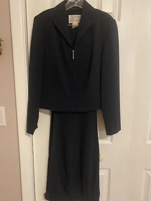 De colección Años 90 Lois Snyder Dani Max 2 Piezas Azul Oscuro Pantalón Traje Cremallera Chaqueta Talla 10 Foto 1 de 4